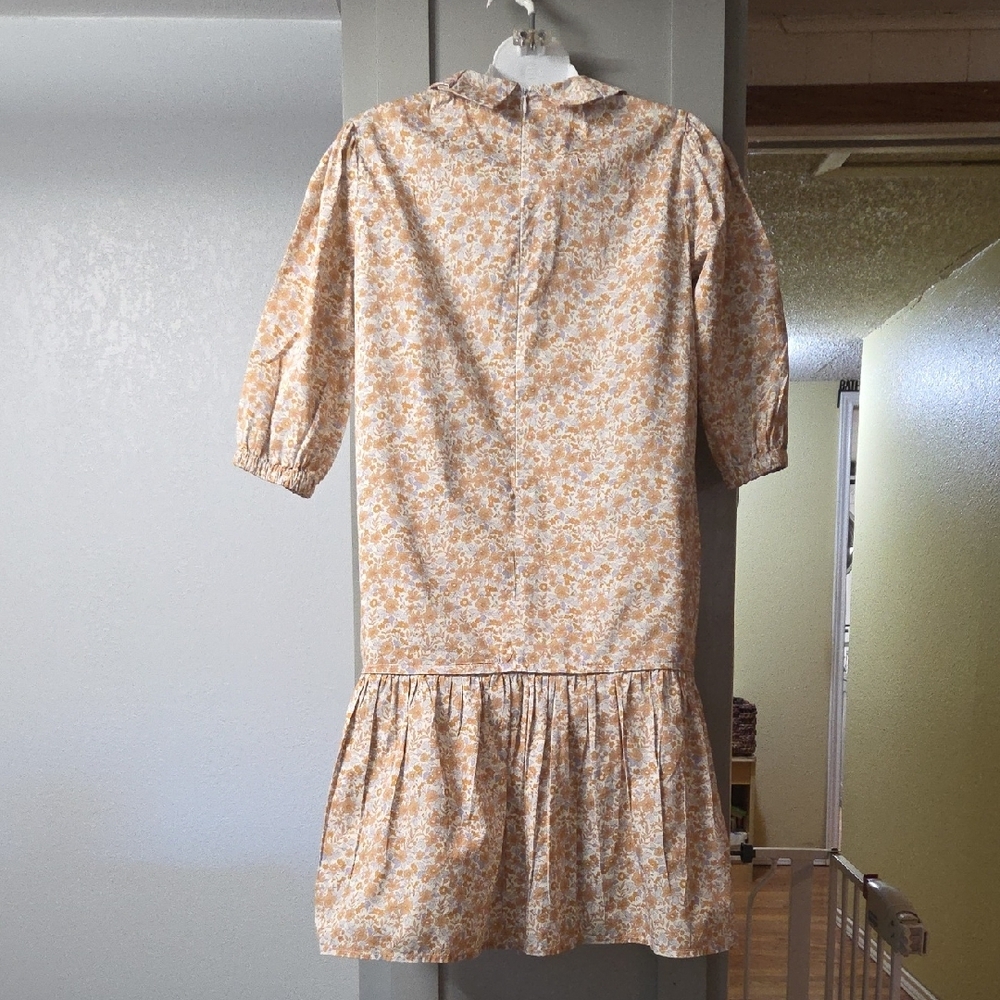 Petite Clair Elegant Floral Midi Dress in Cream and Orange - Picture 3 of 3